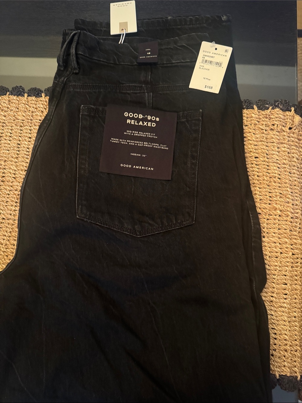 Good American Black Wide Leg Jeans - 'Good-'90s Relaxed NWT